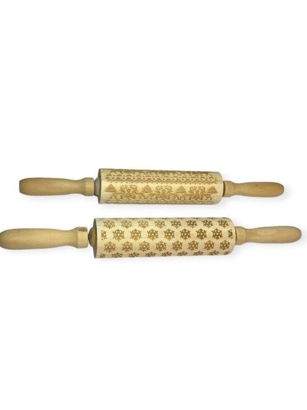 3D Engraved Christmas Wooden Rolling‎ Pins Elk Deer Snowflake